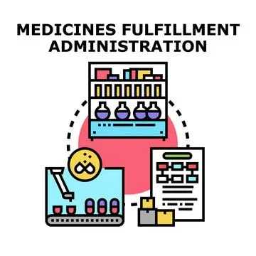Medicines fulfillment administration process vector concept Stockillustratie
