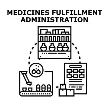 Medicines fulfillment administration process vector concept Stock Illustration