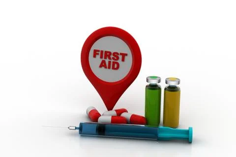 Medicines with map locator Free Stock Illustration