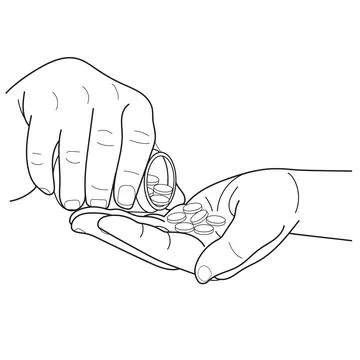 Medicines tablets in hand Stock Illustration