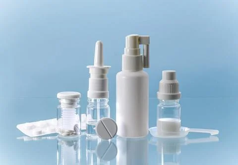 Medicines in various variations of packaging. Stock Photos