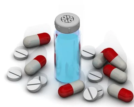Medicines on a white surface Illustrazione stock