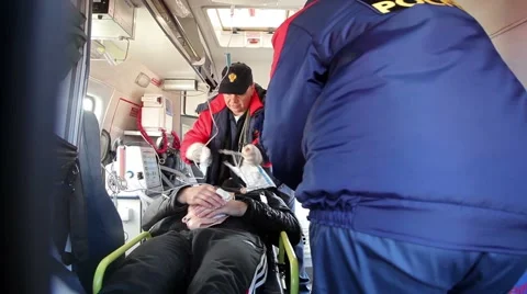 Medics at work in the ambulance Stock Footage 54234207