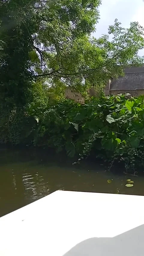 Medieval abbey from the boat Stock Footage 314113234