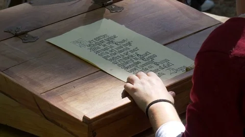 Medieval Amanuensis Close Up Video stock 81141337
