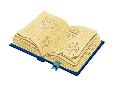 Medieval ancient alchemy or spell book game icon Stock Illustration