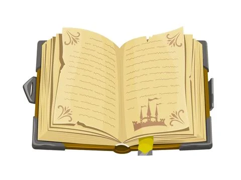 Medieval ancient manuscript, magic spellbook book Stock Illustration