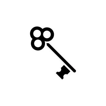 Medieval Antique Old Key Solid Flat Vector Icon Isolated on White Background 스톡 일러스트