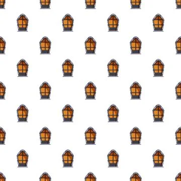 Medieval arch stone window seamless pattern repeating background Stock Illustration