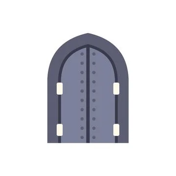 Medieval arched castle gate icon flat design Stock Illustration