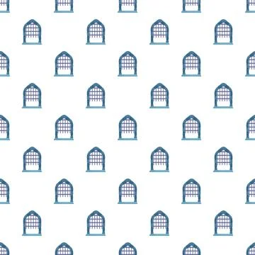 Medieval arched gates seamless pattern on white background イラスト素材
