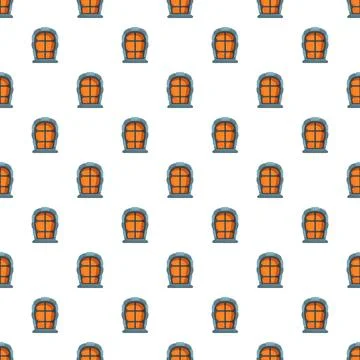 Medieval arched window pattern repeating seamlessly on white background Illustrazione stock