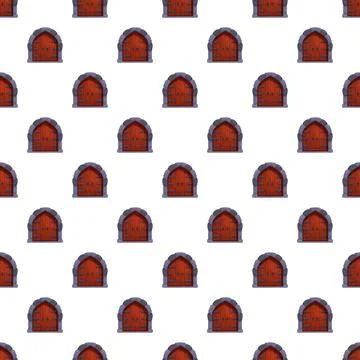 Medieval arched wooden door pattern creating repeating texture Illustrazione stock