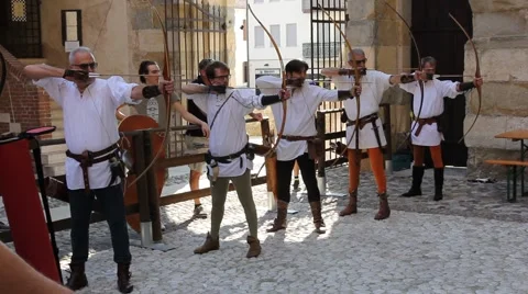 Medieval archery shooting target inside Marostica lower castle Stock Footage 66966360