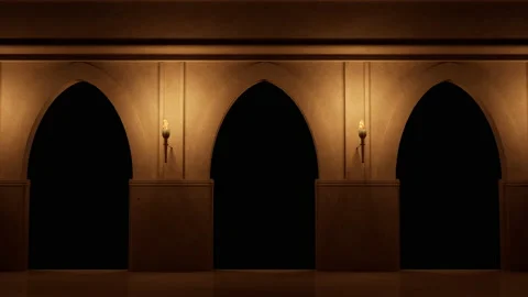 Medieval arches. 3D render. Includes ALPHA MATTE. 動画素材 187006614