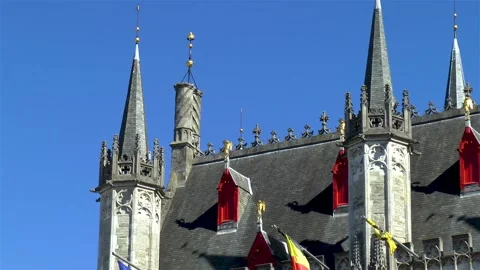 Medieval architectural details, Bruges. Stock Footage 145244417