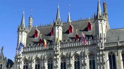 Medieval architectural details, Bruges. Stock Footage 145569261