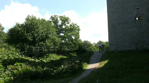 Medieval  architecture Visby city wall on the island of Gotland Sweden Video stock 153019