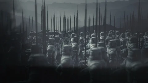Medieval Army Standing Under Storm Stock Footage 119033815
