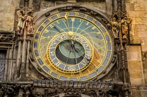 Medieval astronomical clock of prague Stock Photos
