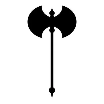 Medieval axe icon. Medieval weapon black silhouette. Vector illustration Stock Illustration