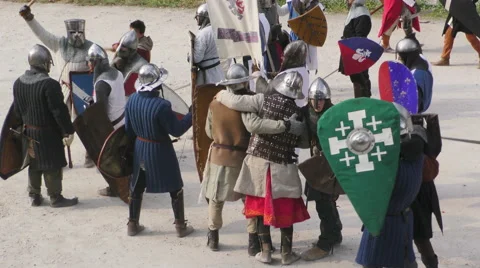 Medieval battle assault win Stock Footage 64572847