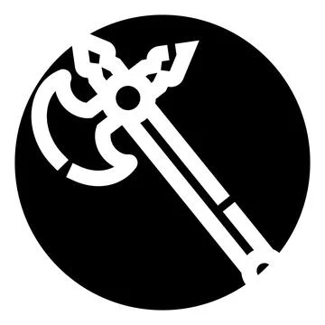 Medieval battle axe weapon icon in black circle Illustrazione stock