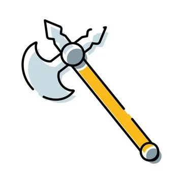 Medieval battle axe weapon for warrior combat icon Illustrazione stock