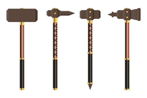 Medieval battle hammer vector illustration Stock Illustration