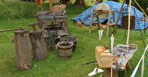 Medieval blacksmith tools Stock Footage 65793241
