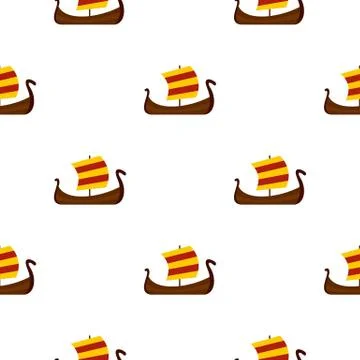 Medieval boat pattern flat Illustrazione stock