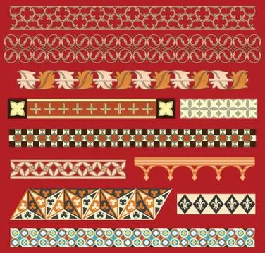 Medieval border ornaments Stock Illustration