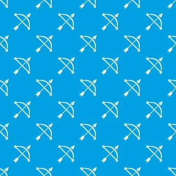 Medieval bow and arrow pattern vector seamless blue Stock Illustration