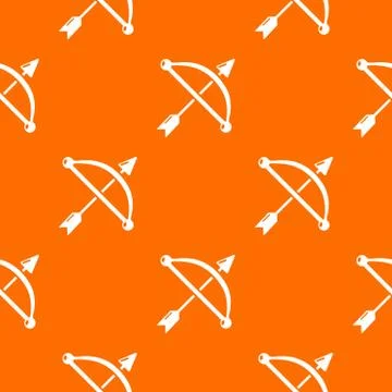 Medieval bow and arrow pattern vector orange Stock Illustration