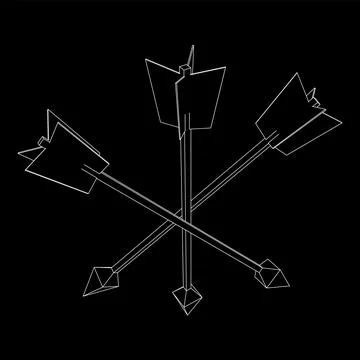 Medieval bow arrow wireframe Illustrazione stock