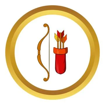 Medieval bow vector icon, cartoon style 库存插图