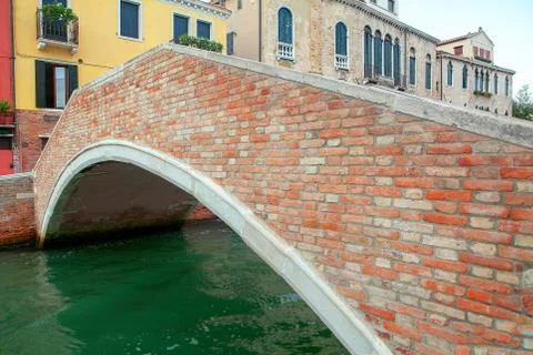 Medieval bricks bridge Stock Photos