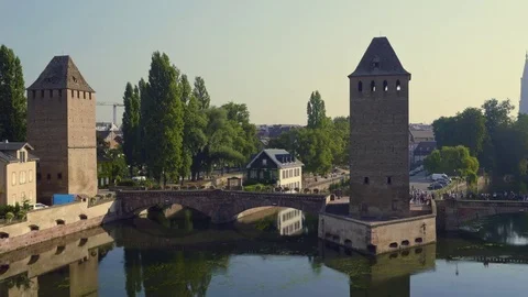 Medieval bridge Ponts Couverts is located in the historic district "Le Petite Stock Footage 72213480