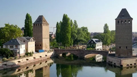 Medieval bridge Ponts Couverts is located in the historic district Small France Stock-Footage 80555185