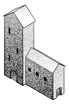 Medieval Building Map Icon Vintage Illustration Stockillustratie