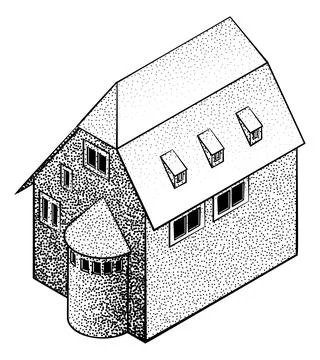Medieval Building Map Icon Vintage Illustration Stock Illustration