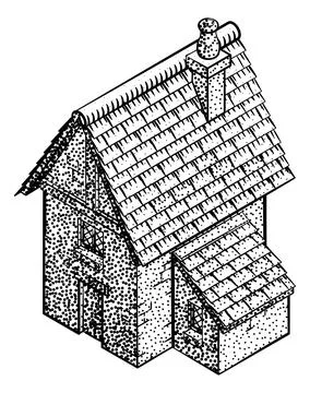 Medieval Building Map Icon Vintage Illustration Ilustración de archivo