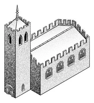 Medieval Building Map Icon Vintage Illustration Ilustración de archivo
