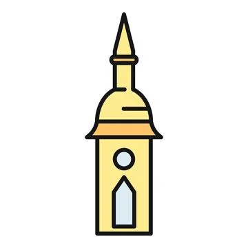Medieval building tower a flat color cartoon vector Ilustração Stock