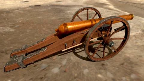 Medieval cannon isolated on beatiful background. 3D rendering Stock Illustration