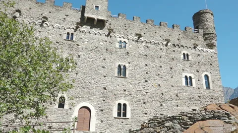 Medieval castle ancient old building travel destination Italian tourism art Stock Footage 67491892