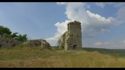 Medieval castle and clouds Stock Footage 138361158
