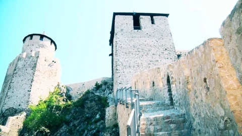 Medieval castle and two guard towers Video stock 125074034