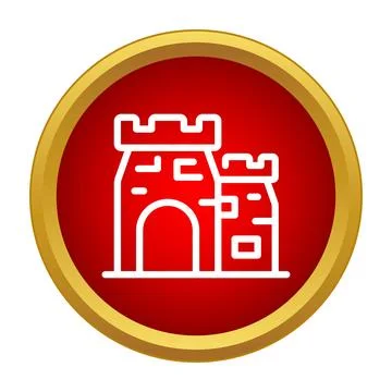 Medieval castle architecture icon representing strength and defense 库存插图