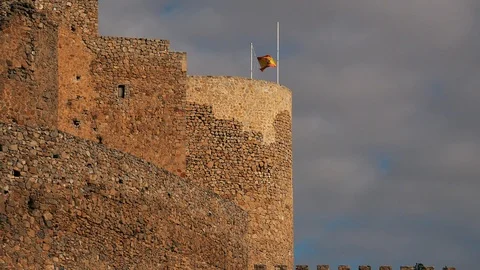 The medieval castle of Consuegra Stock Footage 123384837